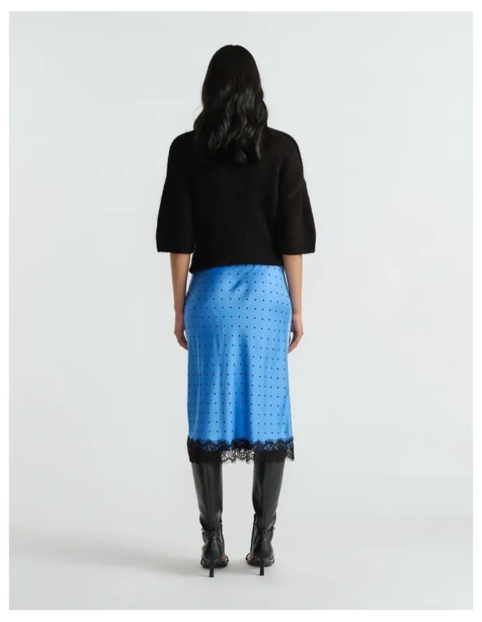 Decjuba Karly Lace Midi Skirt in Azure Spot Print