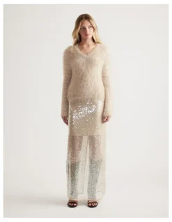 Decjuba Mai Fluffy V Neck Knit Jumper