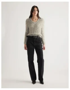 Decjuba Mai Fluffy V Neck Knit Jumper