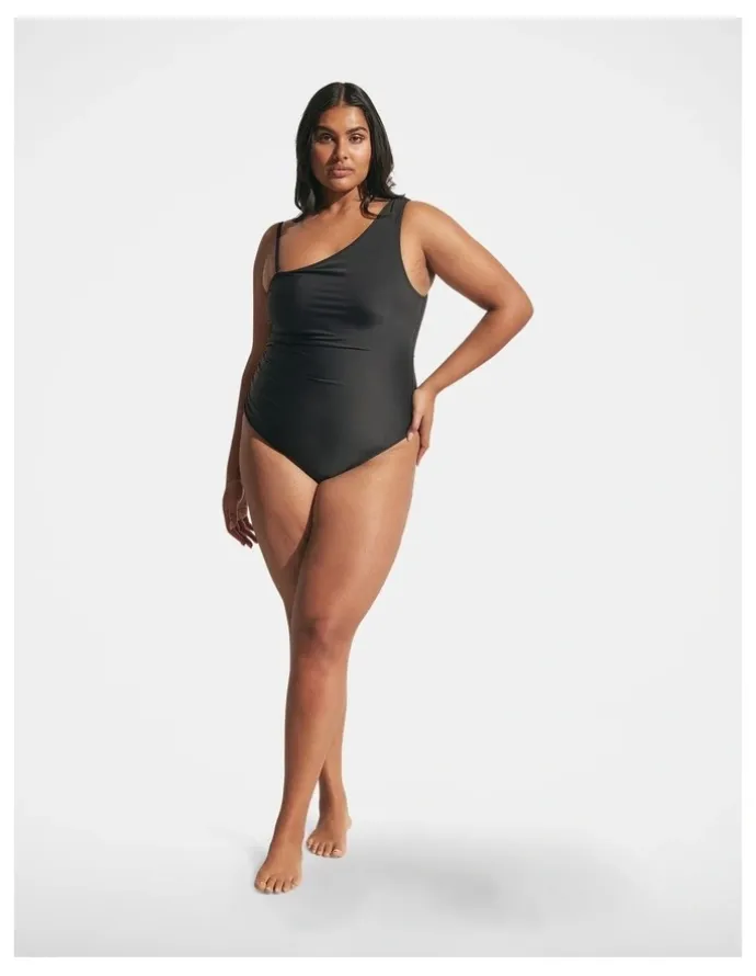 DECJUBA Matte One Shoulder One Piece in Black
