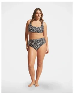 DECJUBA Matte Square Neck Bikini Top in Stencil Palm