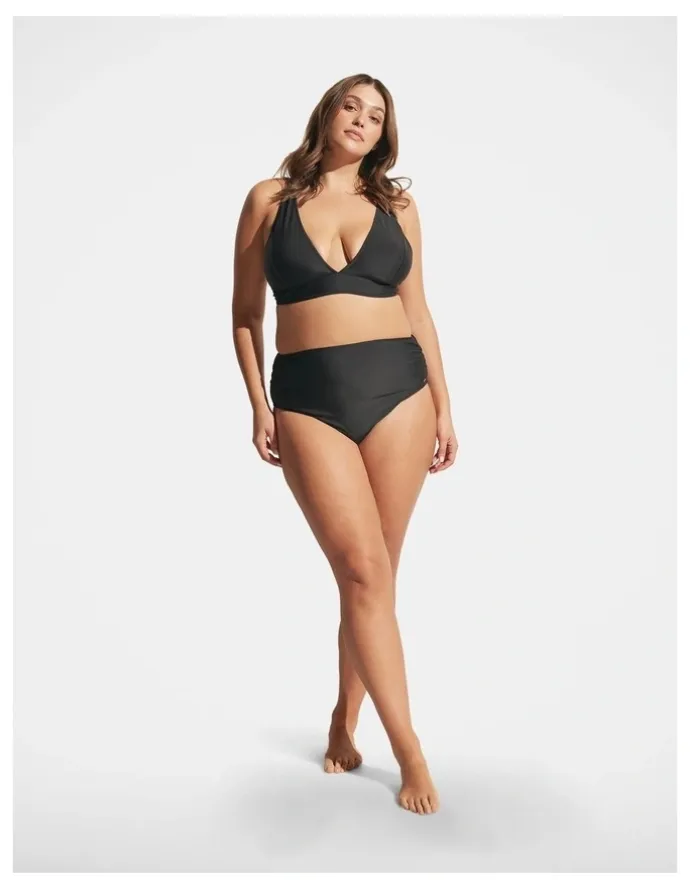 DECJUBA Matte Triangle Bikini Top in Black