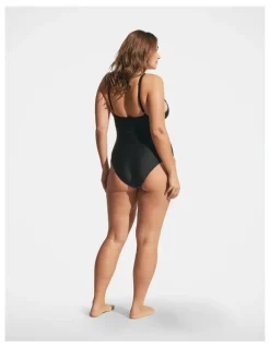 DECJUBA Matte V Neck One Piece in Black