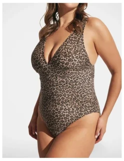 DECJUBA Matte V Neck One Piece in Multi