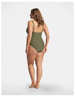 DECJUBA Matte V Neck One Piece in Green
