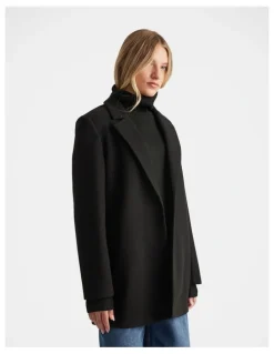 Decjuba Mid Length Felt Coat in Black