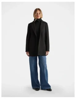 Decjuba Mid Length Felt Coat in Black