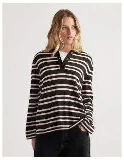Decjuba Nia Long Sleeve Knit Polo
