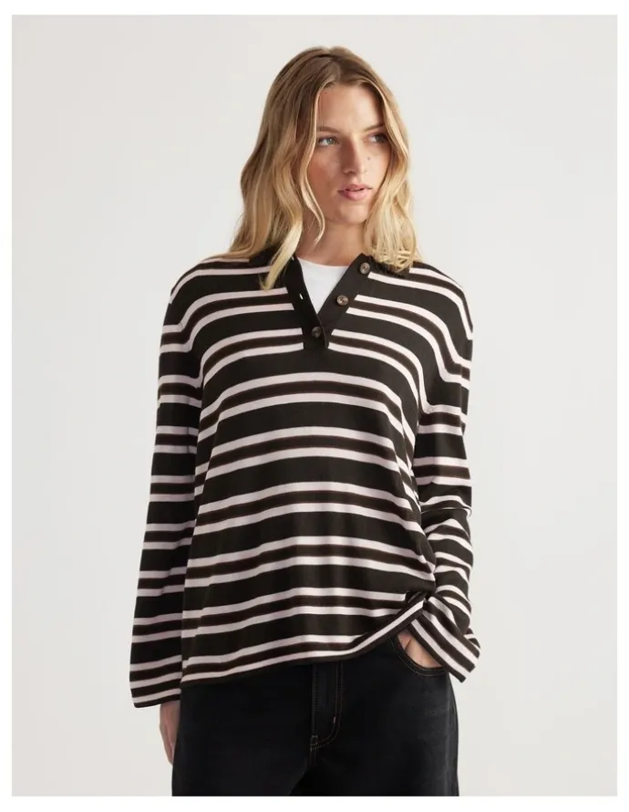 Decjuba Nia Long Sleeve Knit Polo