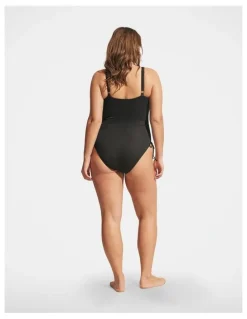 DECJUBA Rib Drawcord One Piece in Black