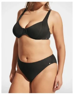 DECJUBA Rib Underwire Bikini Top in Black