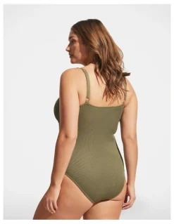 DECJUBA Rib Underwire One Piece in Soft Olive