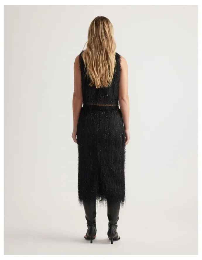 Decjuba Rue Fringed Midi Skirt