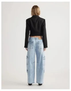 Decjuba Alexa Cargo Barrel Jean in East Coast Blue