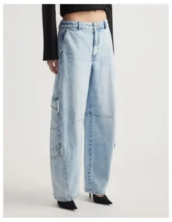 Decjuba Alexa Cargo Barrel Jean in East Coast Blue