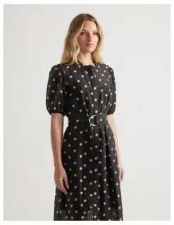 Decjuba Becca Puff Sleeve Midi Dress