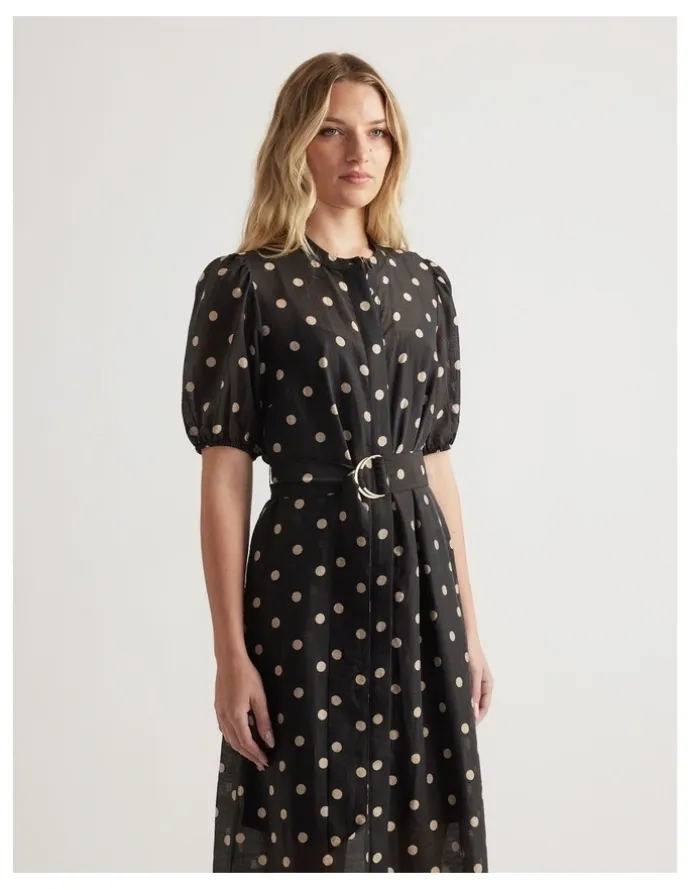 Decjuba Becca Puff Sleeve Midi Dress