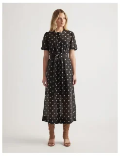 Decjuba Becca Puff Sleeve Midi Dress