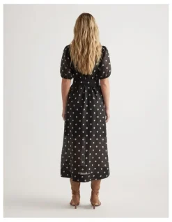 Decjuba Becca Puff Sleeve Midi Dress