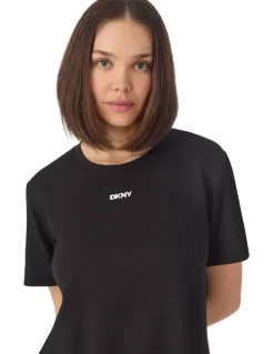 DKNY Cotton Jersey Short Sleeve T-Shirt & Boxer Short Pyjama Set in White Newspaper