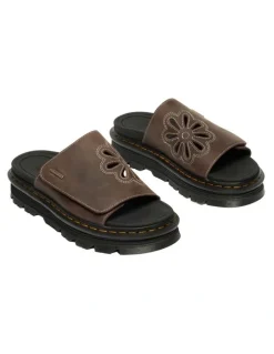 Dr Martens ZebZag Dunnet Flower Slide in Dark Brown Crazy Hor
