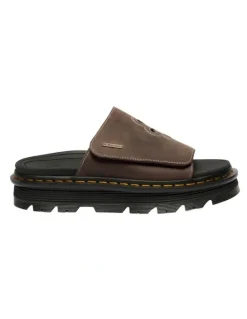 Dr Martens ZebZag Dunnet Flower Slide in Dark Brown Crazy Hor