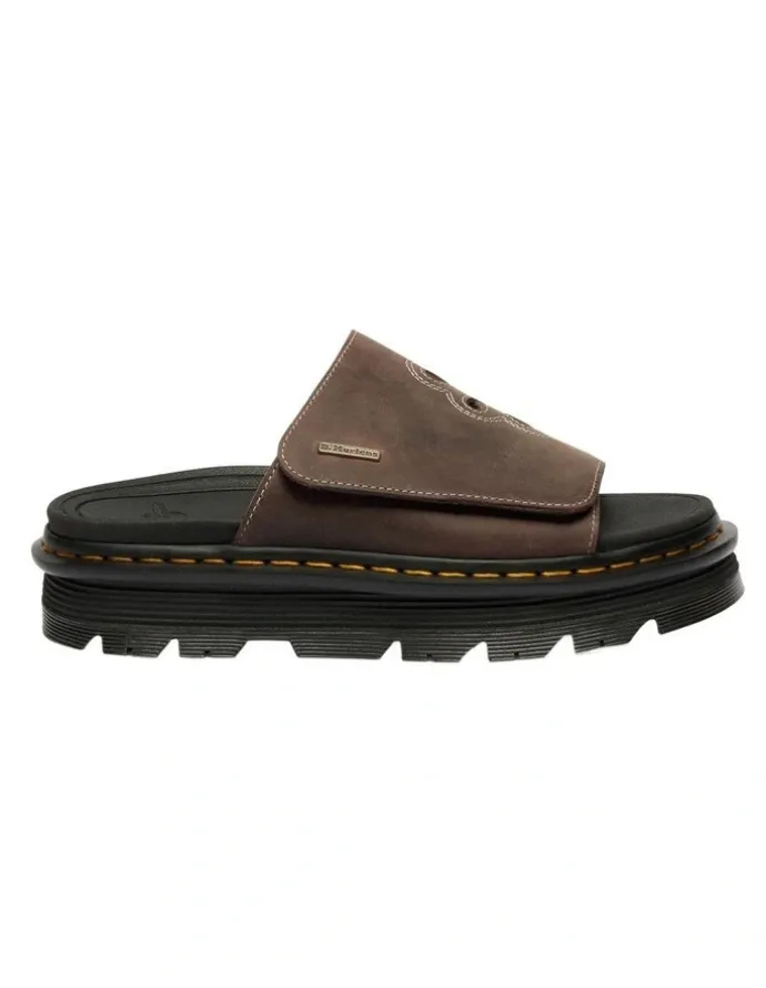 Dr Martens ZebZag Dunnet Flower Slide in Dark Brown Crazy Hor