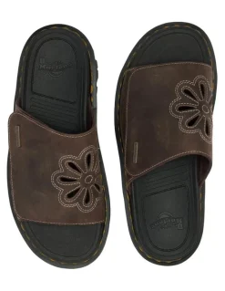Dr Martens ZebZag Dunnet Flower Slide in Dark Brown Crazy Hor