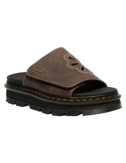 Dr Martens ZebZag Dunnet Flower Slide in Dark Brown Crazy Hor