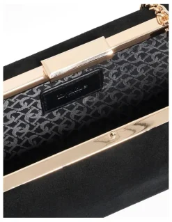 Dune London Bellaria Angled Frame Clutch in Black
