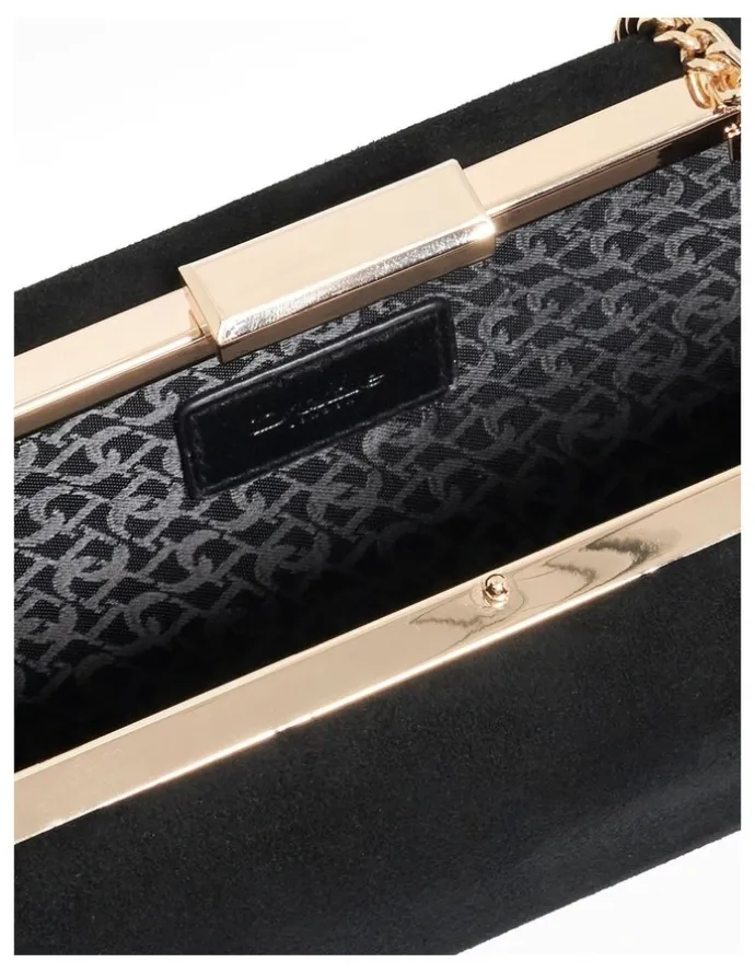 Dune London Bellaria Angled Frame Clutch in Black