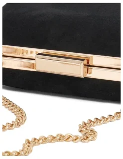 Dune London Bellaria Angled Frame Clutch in Black