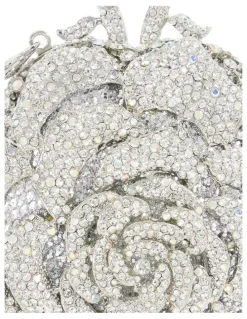 Dune London Bling Flower Clutch in Silver