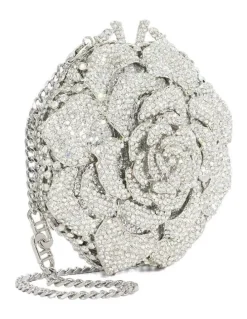 Dune London Bling Flower Clutch in Silver