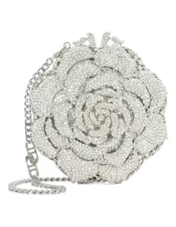 Dune London Bling Flower Clutch in Silver
