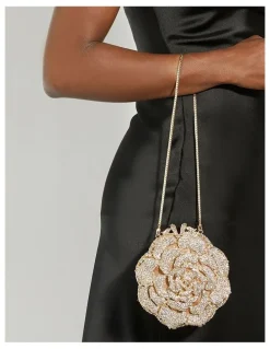 Dune London Bling Flower Clutch in Gold