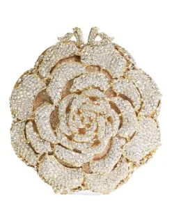 Dune London Bling Flower Clutch in Gold