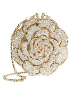 Dune London Bling Flower Clutch in Gold