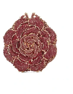 Dune London Bling Flower Clutch in Burgundy