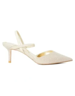 Dune London Classical Y Back Court Pumps in Gold