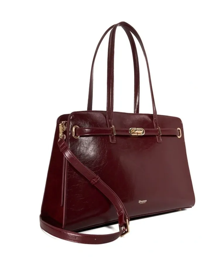 Dune London Define Tote Bag in Burgundy