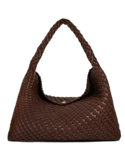Dune London Deliberate Woven Slouch Tote XL in Chocolate