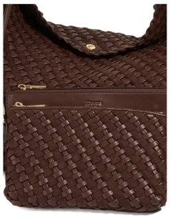 Dune London Deliberate Woven Slouch Tote XL in Chocolate