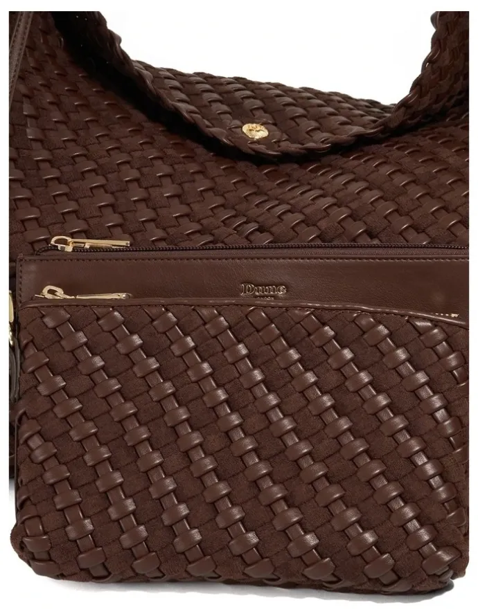Dune London Deliberate Woven Slouch Tote XL in Chocolate
