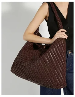 Dune London Deliberate Woven Slouch Tote XL in Chocolate
