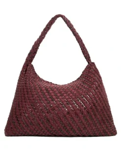 Dune London Deliberate XL Woven Slouch Tote Bag in Purple