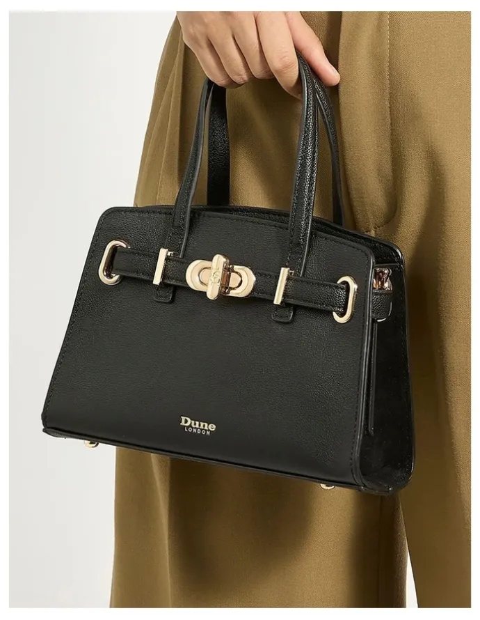 Dune London Dinkydefine Mini Belted Tote in Black