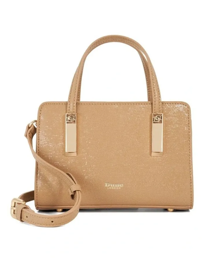 Dune London Dinkydenbeigh Mini Top Handle Tote in Camel
