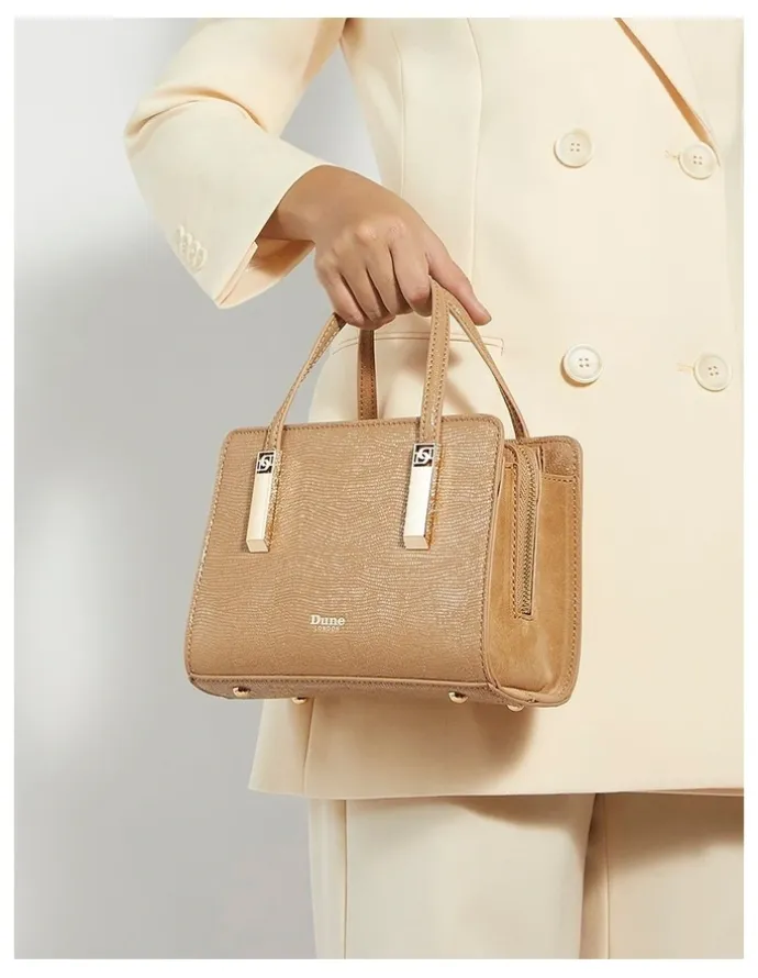 Dune London Dinkydenbeigh Mini Top Handle Tote in Camel