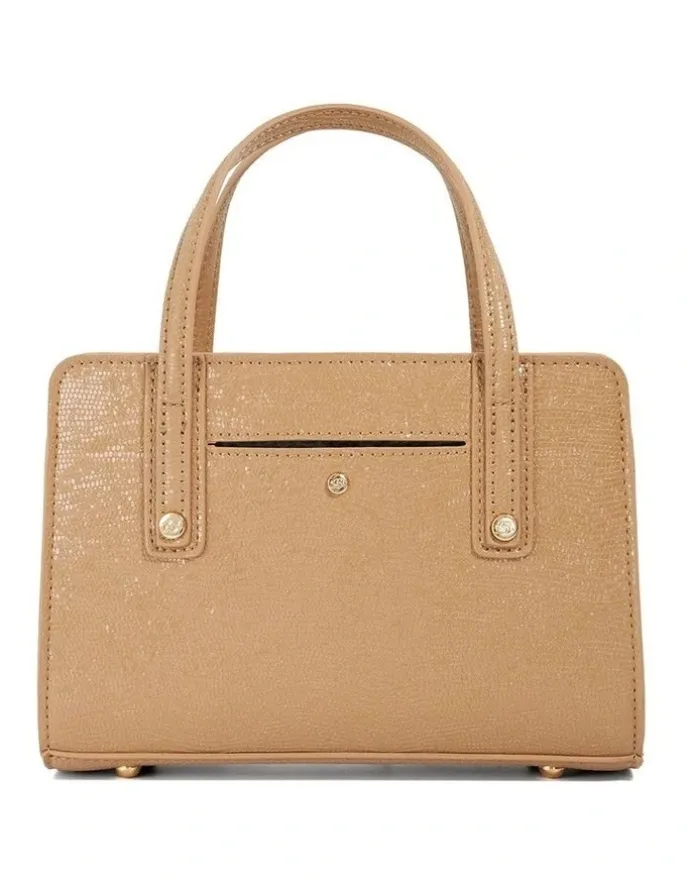 Dune London Dinkydenbeigh Mini Top Handle Tote in Camel